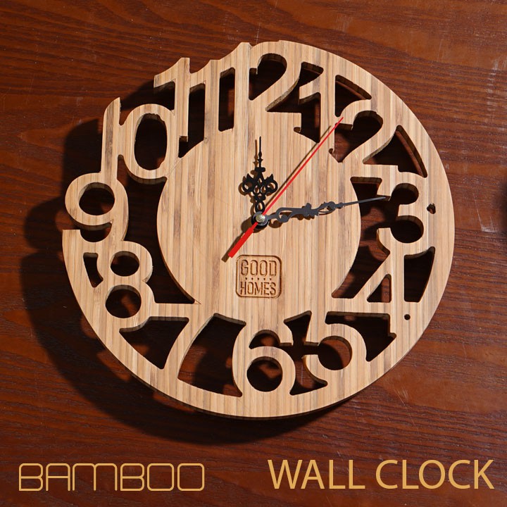 [HOT] Đồng hồ gỗ tre treo tường trang trí khắc CNC - đồng hồ treo tường hình chữ số [ROCHELLIO/Number]