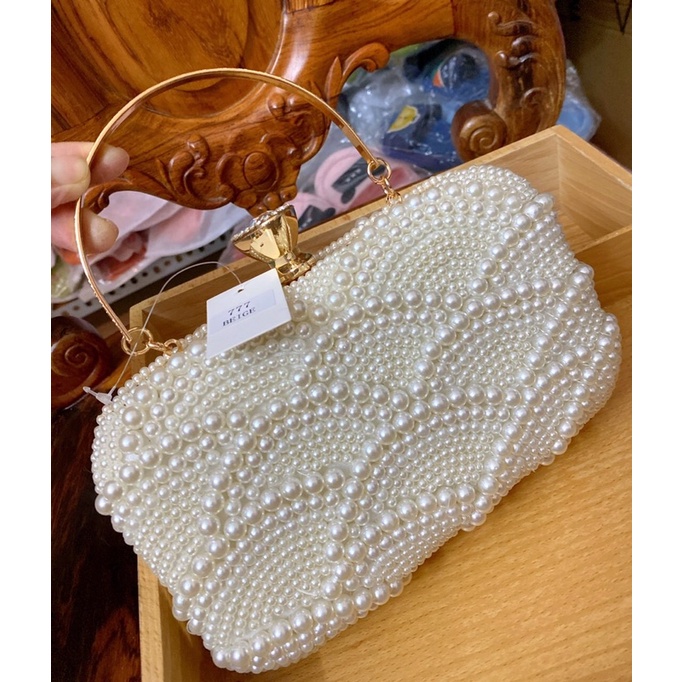 Túi Đầm Gắn Hạt Trang Trí Có Dây Đeo Vai Túi Size Lớn Đựng Được Nhiều Đồ Tiện Dụng