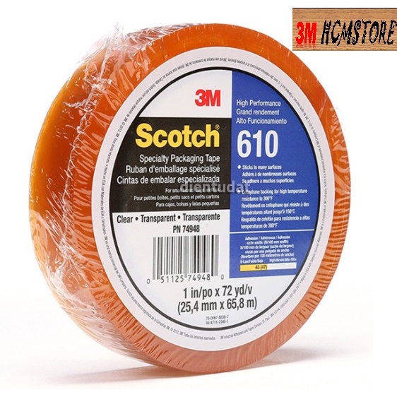 3M SCOTCH 610 khổ 25.4mm dài 66met - Băng keo kiểm tra (thử) độ bám dính sơn, mực in sử dụng trong in ấn, sơn phủ