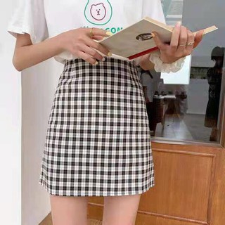 Chân váy chữ A, chân váy kẻ caro lưng cao thời trang (Ảnh thật)