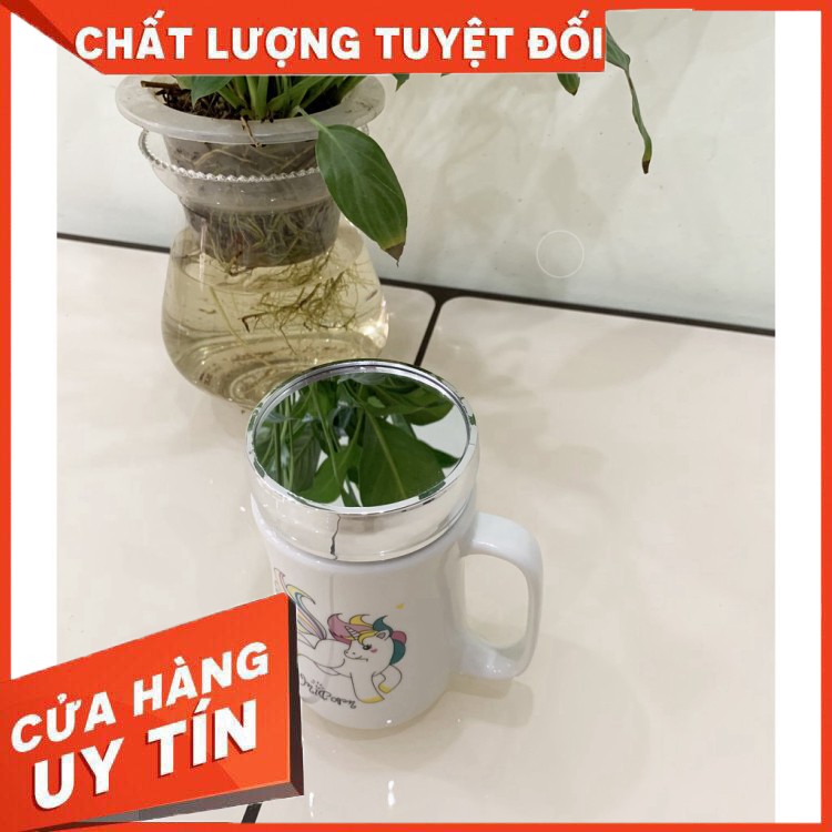 bán  sỉ lẻ CỐC GIỮ NHIỆT BẰNG SỨ CÓ NẮP GƯƠNG bán hàng uy tín