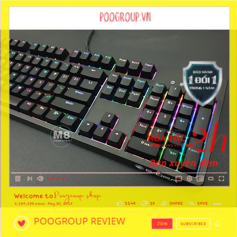Bàn phím Gaming Edra EK3104 RGB LED( Blue / Brown / Red ,Huano switch )