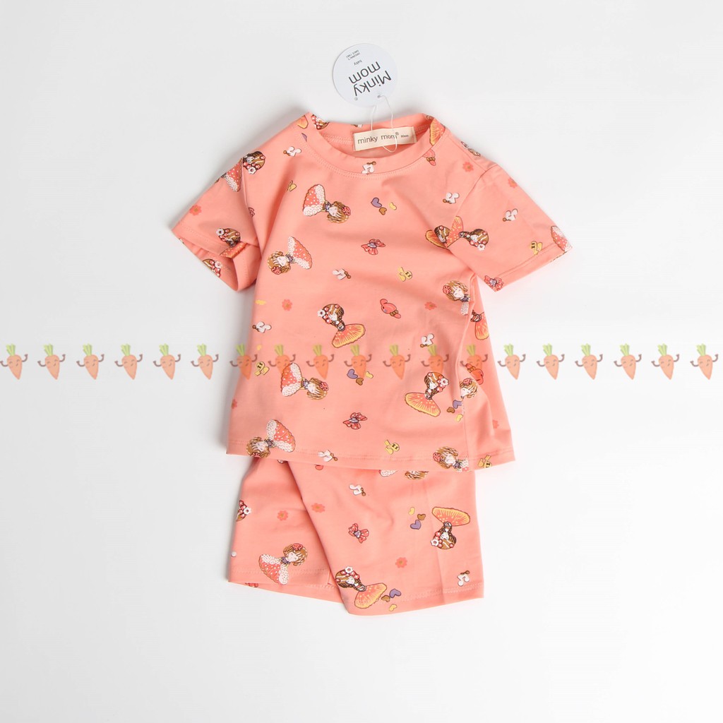 [SALE] Bộ Cộc Tay Minky Mom Cho Bé Trai, Bé Gái Vải Cotton 100% Họa Tiết In Nhỏ, Đồ Bộ Cho Bé Mặc Nhà Mùa Hè MKM2116