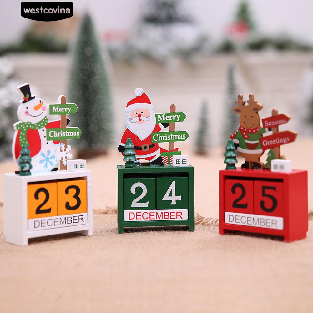 Lịch Gỗ Hình Ông Già Noel / Người Tuyết / Nai Sừng Tấm Trang Trí Giáng Sinh