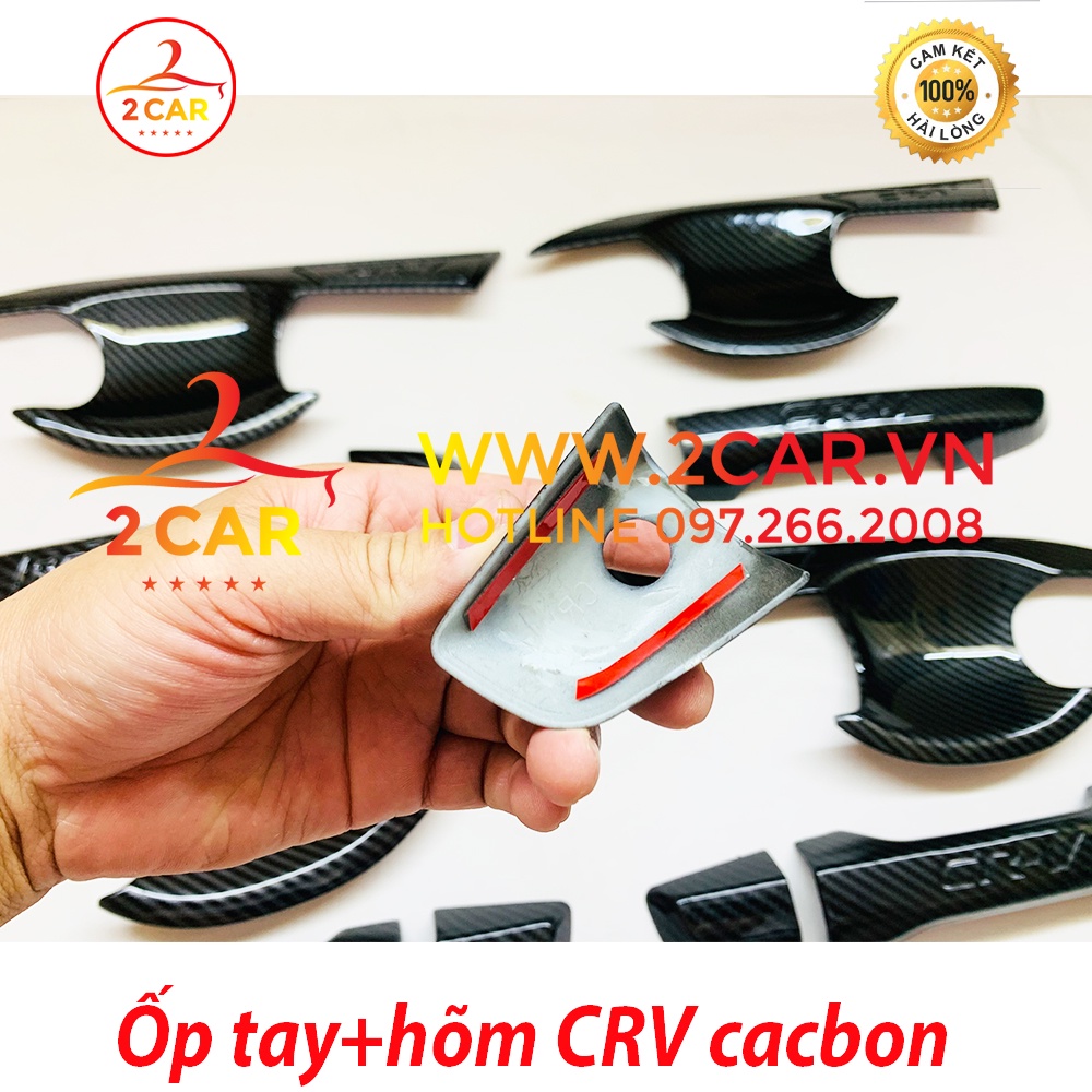 Ốp tay nắm, hõm cửa cacbon xe CRV 2018-2019-2020-2021-2022 vân CACBON cao cấp