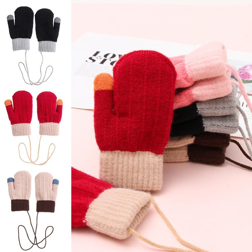 MIHAN1 Găng Tay Nhung Dày Dặn Ấm Áp Kiểu Hoạt Hình Xinh Xắn Cho Bé
