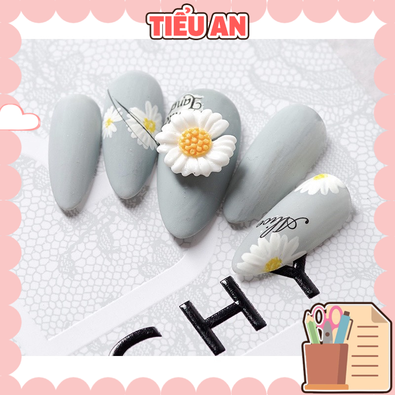 Charm (C335) slime/ Trang Trí/ Làm Nail [Ko Keo &amp; Nút] hình hoa hướng dương (1.2 cm)