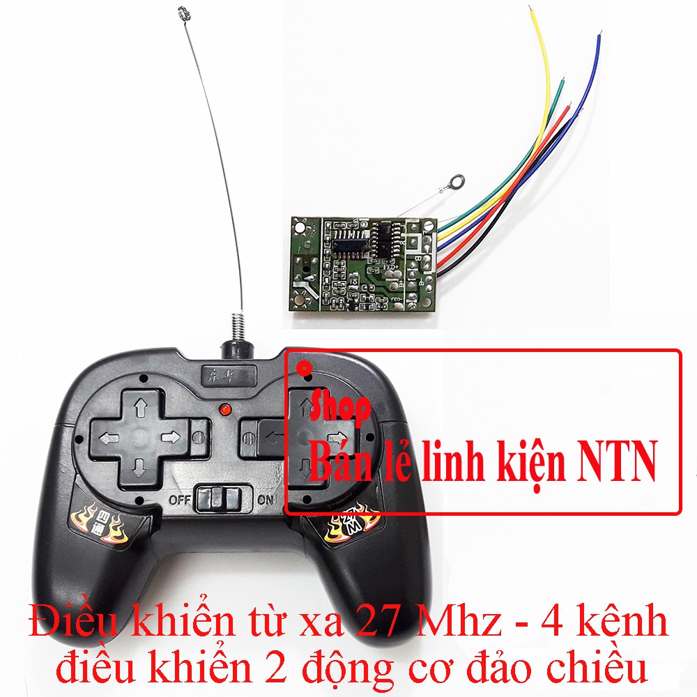 Điều khiển từ xa 4 kênh 27 Mhz điều khiển 2 động cơ đảo chiều