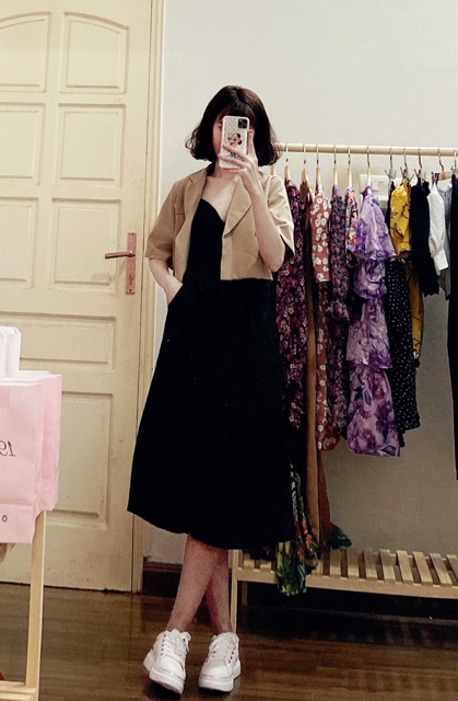 Set Vest váy xẻ ngực