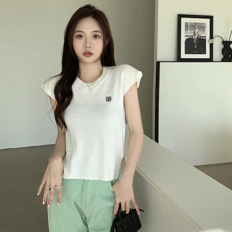 Áo Dệt Kim Sát Nách Hở Vai Quyến Rũ Thời Trang Phong Cách Hàn Quốc