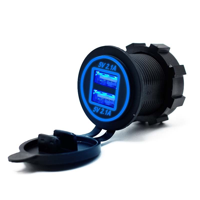 Tẩu sạc PECHAM hai cổng USB 4.2A 12V 24V có đèn LED hiển thị điện áp cho xe hơi xe máy