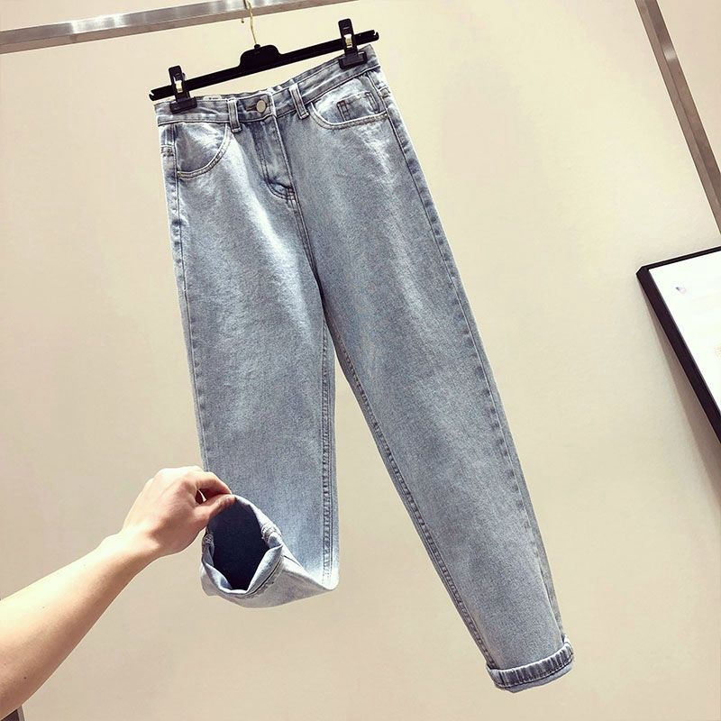 2020New Style Greyish Black Harlan Jeans Women's Korean-Style Loose Skinny Student High-Waist Ankle-Length Daddy Baggy Pants