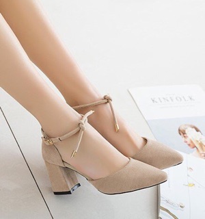Giày bít da si nỉ bền đẹp 7cm. 2 màu đen và da