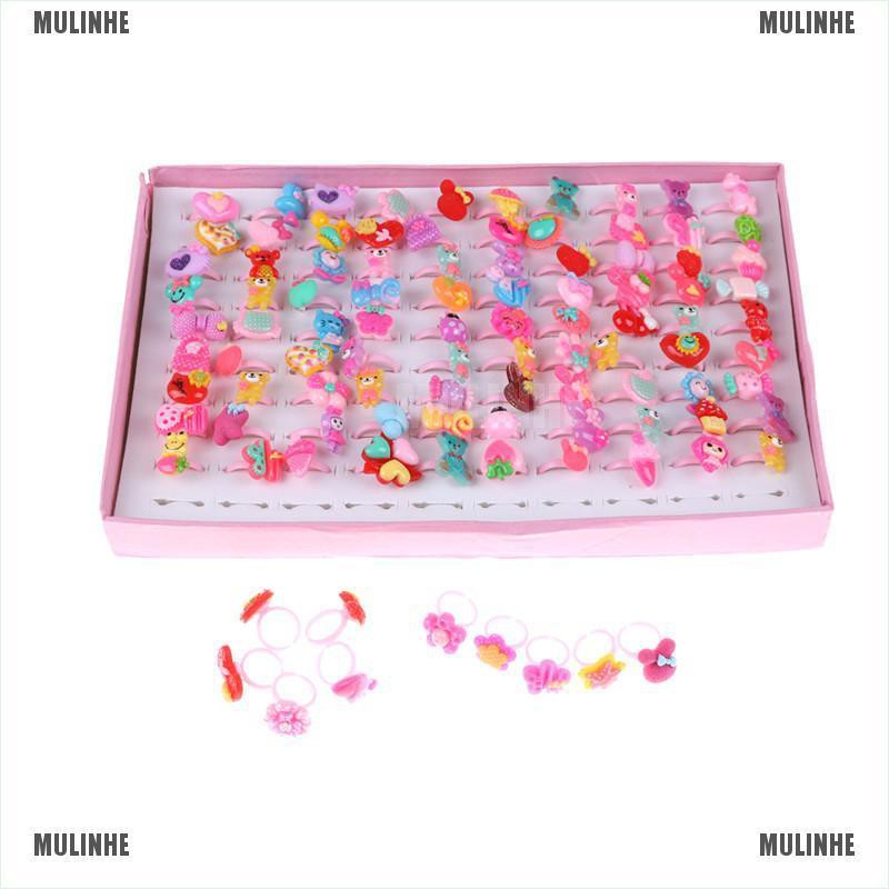 Set 10 Nhẫn Nhựa Hoạt Hình Dễ Thương Cho Bé
