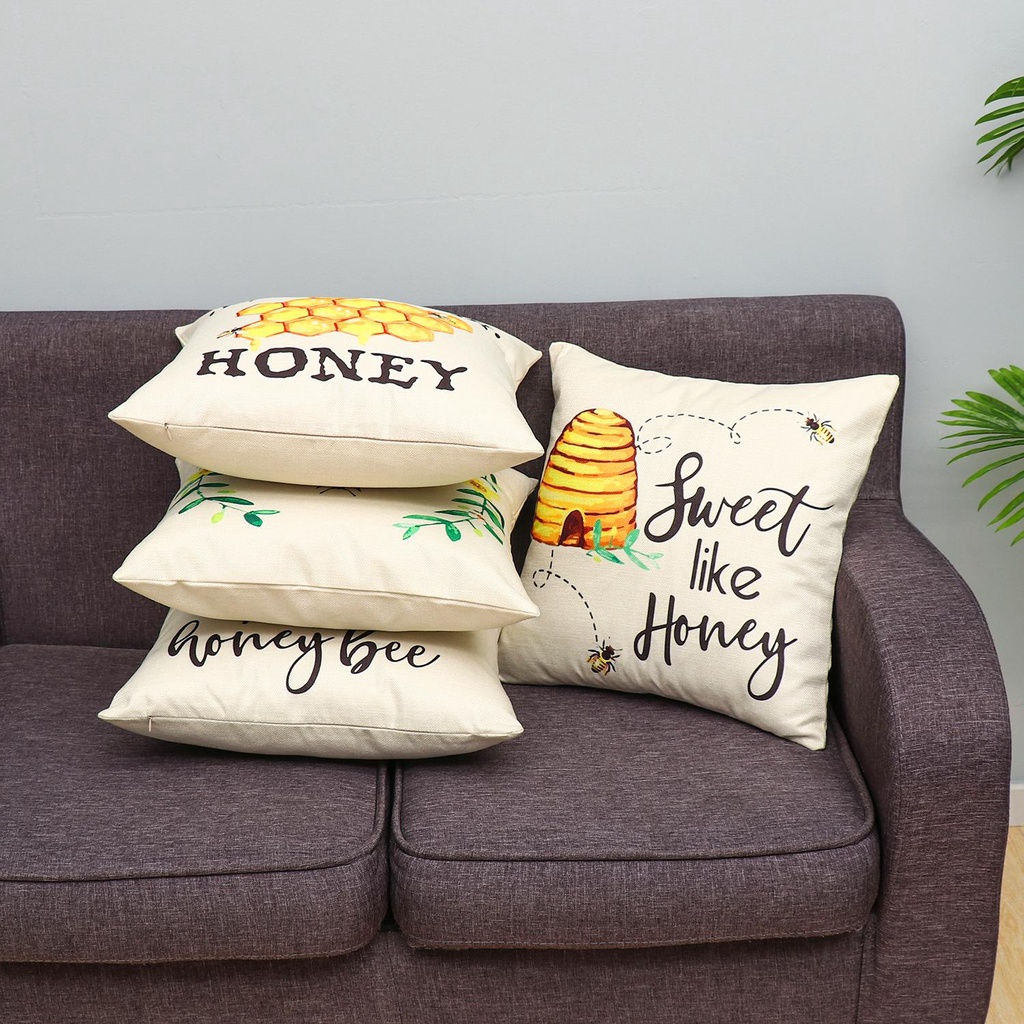LONTIME Áo Gối Kích Thước 18X18 inch Với Họa Tiết Hình Con Ong Dùng Trang Trí Nông Trại