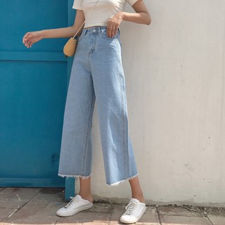 Quần Jean Lưng Cao Ống Suông Cá Tính Trẻ Trung 26030