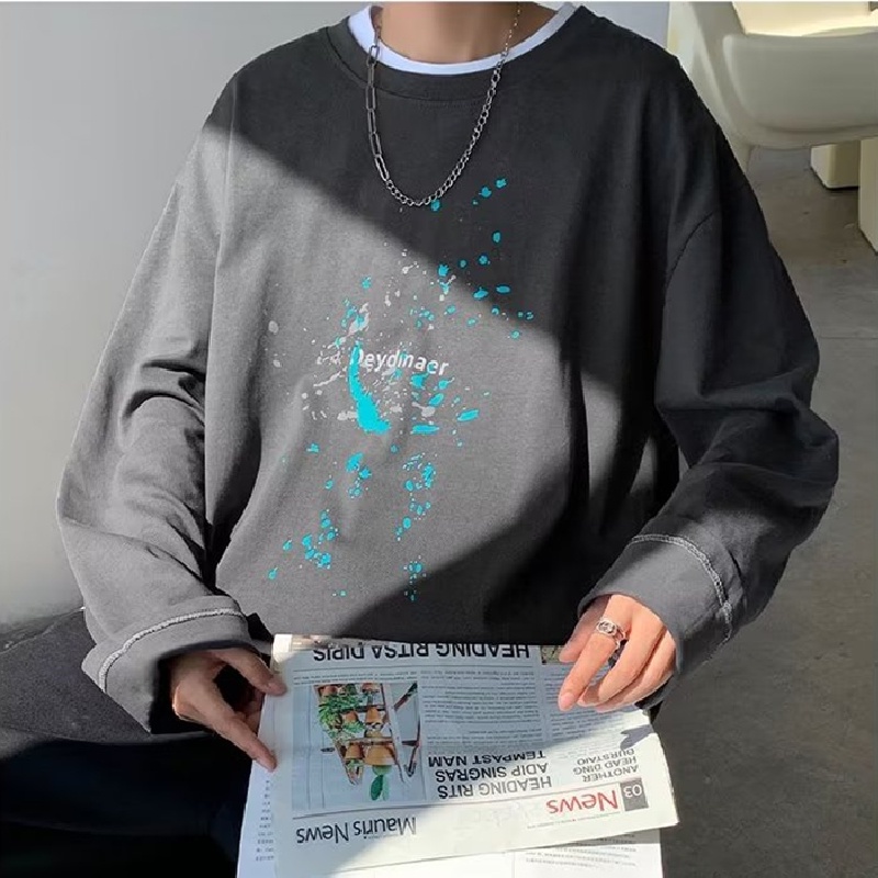 Áo Thun Tay Dài Dáng Rộng In Chữ Phong Cách Hip Hop Thời Trang Cho Nam Và Nữ Size M-5XL