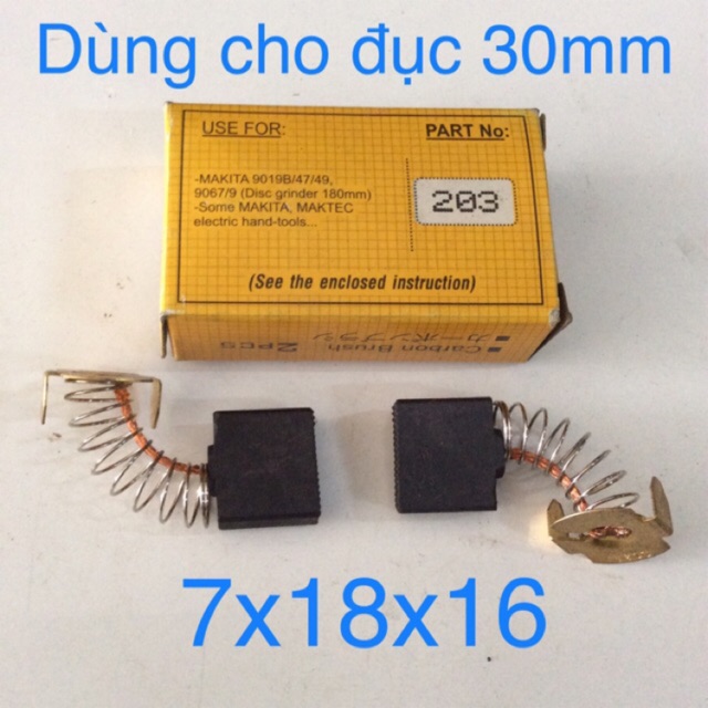 CHỔI THAN CARBON MÁY ĐỤC 65A  (203 CÓ ĐỘ DẦY 7mm NGANG 18mm)