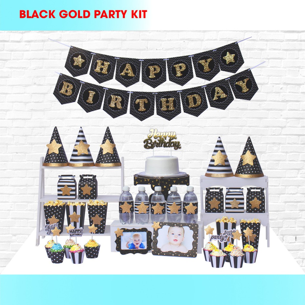 Bộ Trang Trí Bàn Tiệc Sinh Nhật Kim Tuyến