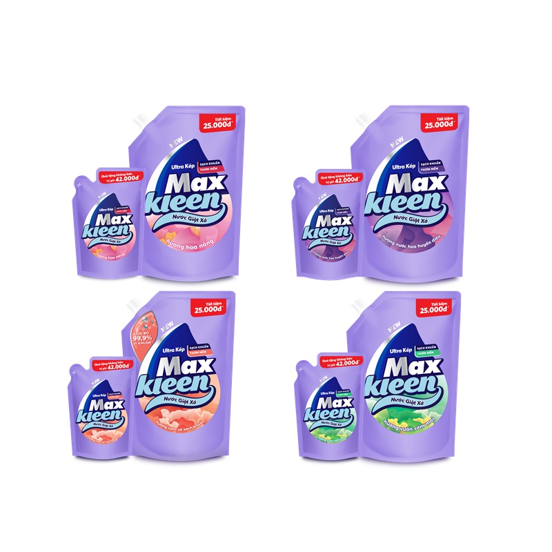 Combo Túi Nước Giặt Xả 2.4Kg + Túi Nước Giặt Xả 600g MaxKleen