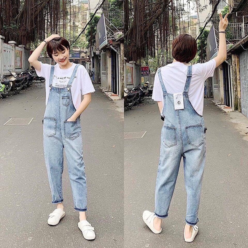 Yếm jean dài nữ JL JohnsonLi túi hộp – yếm bò ulzzang phong cách hàn quốc LB05 | BigBuy360 - bigbuy360.vn