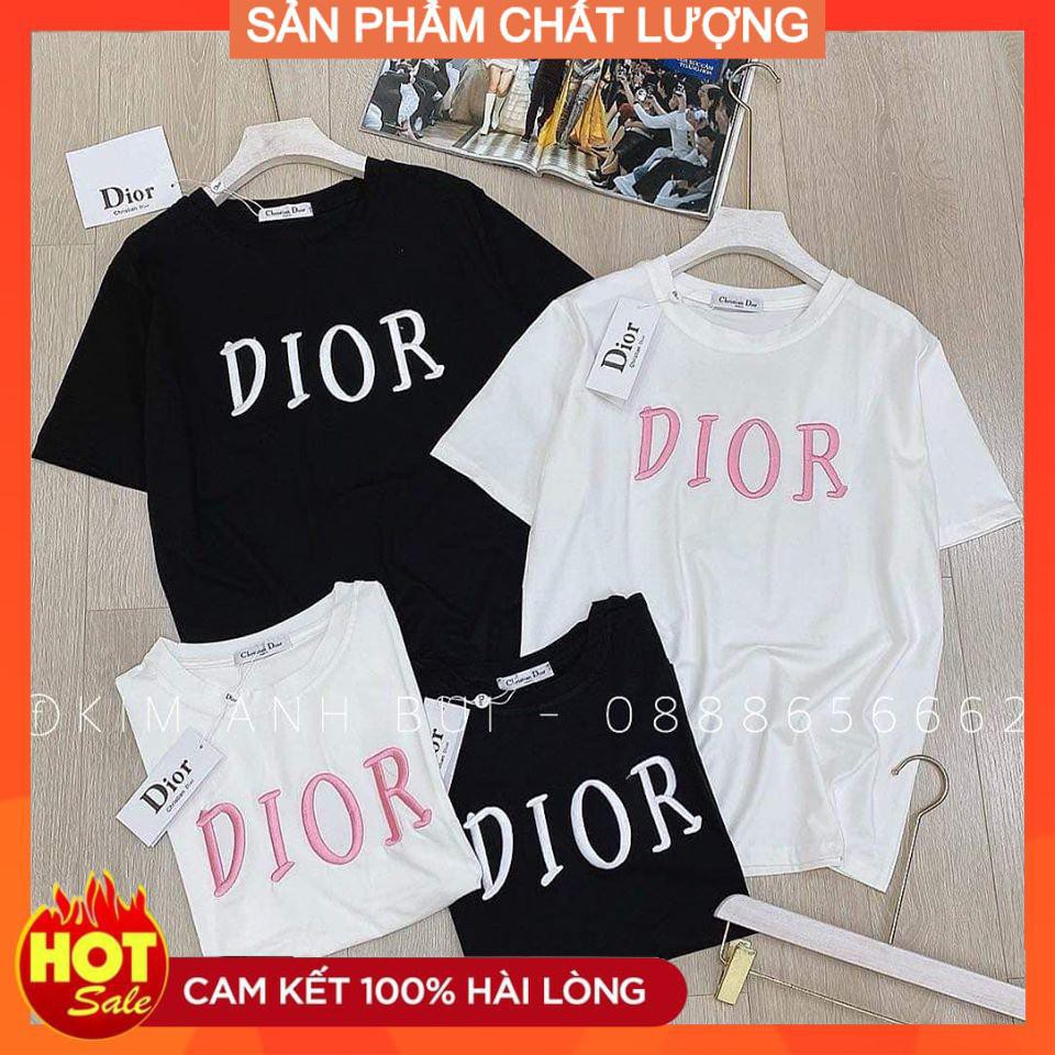 áo thun nữ thêu chữ ddyor phom rộng chất cotton xịn