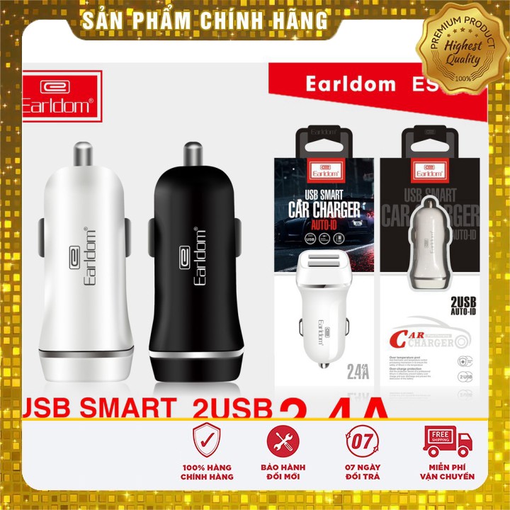 Tẩu sạc nhanh 2 cổng thông minh trên ô tô Earldom ES - 125