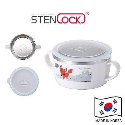 Bát STENLOCK ăn dặm Inox có nắp cho bé