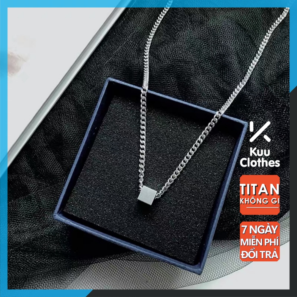 Dây Chuyền Square Chain Hình Khối Vuông Đặc Màu Bạc Kuu Clothes - Vòng Cổ Hình Khối Thép Titan Không Gỉ - Square Chain