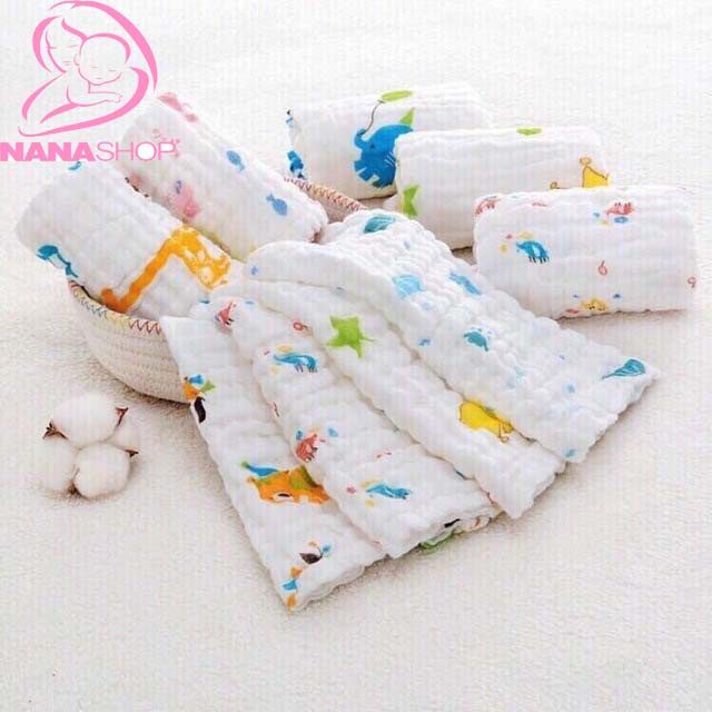 Set 5 khăn xô sữa nhăn 6 lớp LunaBaby