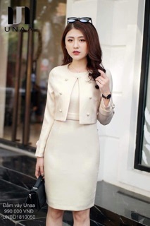 Set đầm ôm áo khoác lửng 4 cúc UNAA