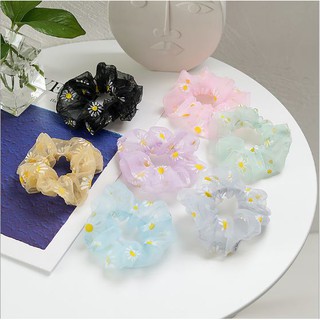 Dây buộc tóc, cột tóc vải Scrunchies lưới in hoa cúc