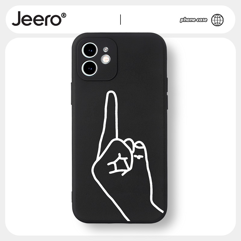 Ốp Điện Thoại JEERO hoạt hình cặp đôi dễ thương đẹp nam nữ độc lạ đen Cho iphone 14 13 12 11 Pro Max SE 2020 X XR XS 8 7 ip 6S 6 Plus kute HFF1281