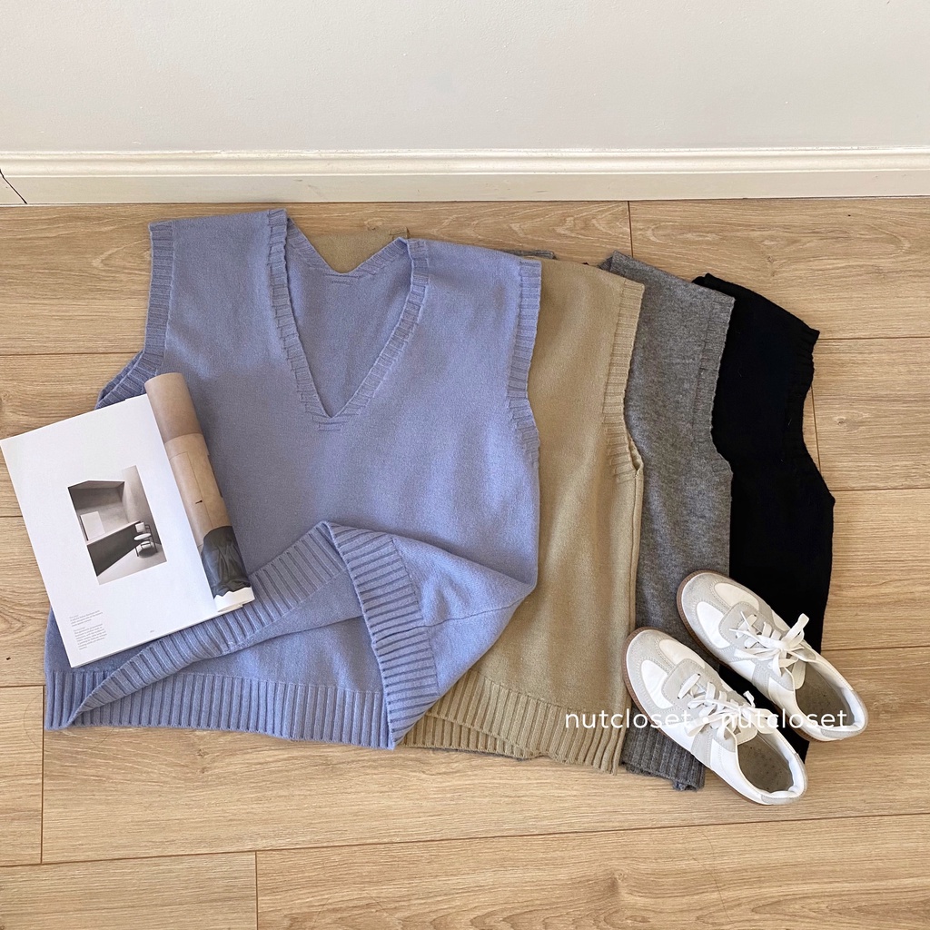 Áo gile len cổ V viền cổ _ A0275 | BigBuy360 - bigbuy360.vn