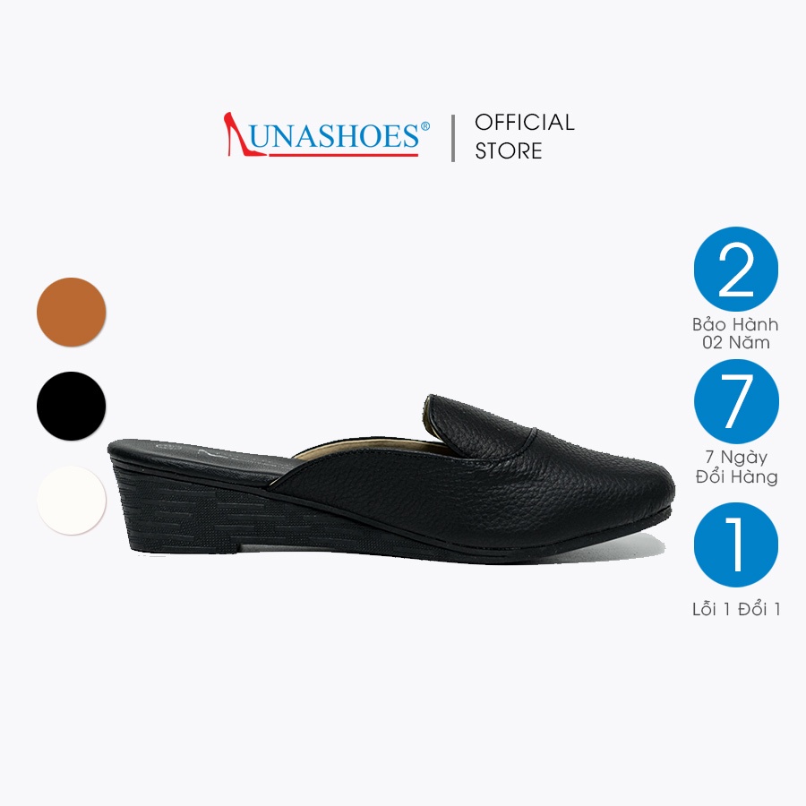 Giày sục nữ 3p LUNASHOES 6208 da bò mềm êm chân mũi tròn đế tpr chống trơn trượt chống nước bảo hành 2 năm