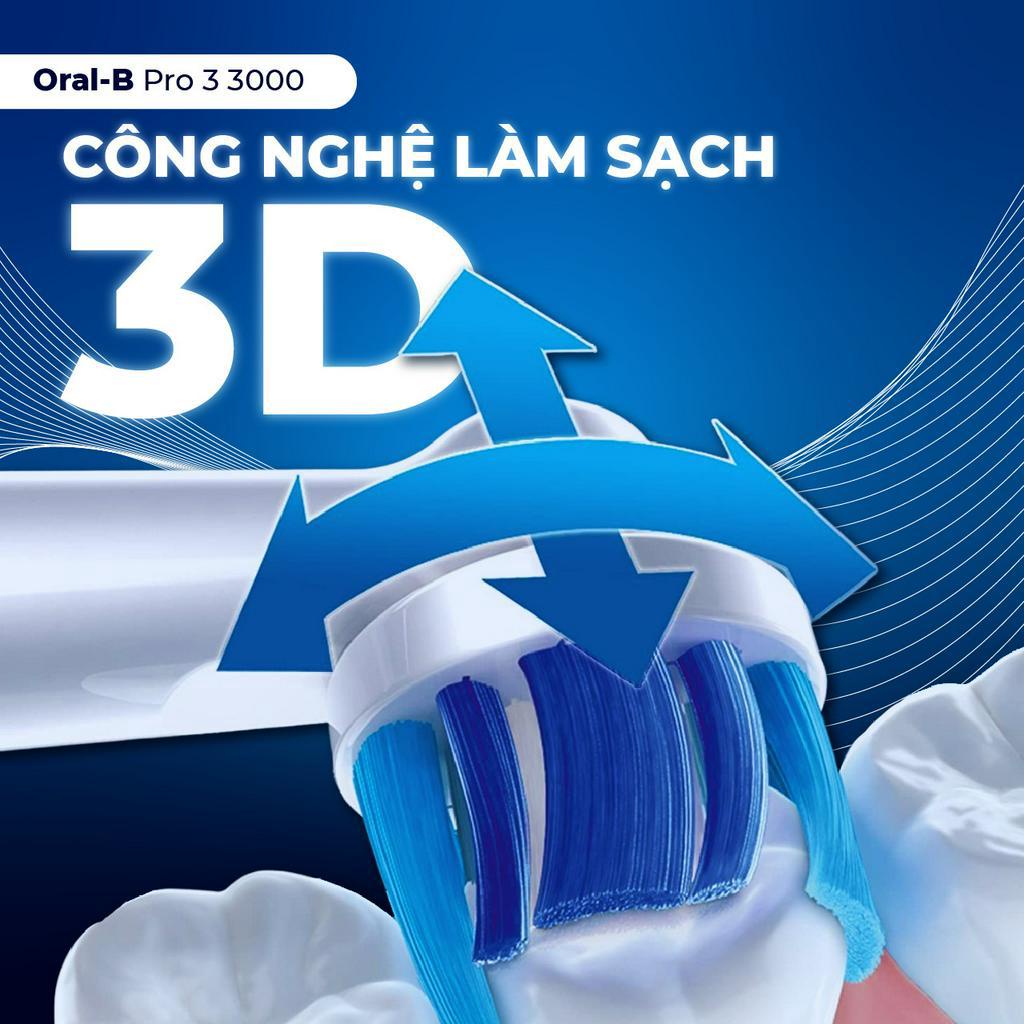 Bàn Chải Điện Oral-B Pro 3 3000 - Cảm Biến Áp Lực 360°, Pin Li-ion, Hẹn Giờ 4x30s, 3 Chế Độ Chải Răng [Made In Germany]