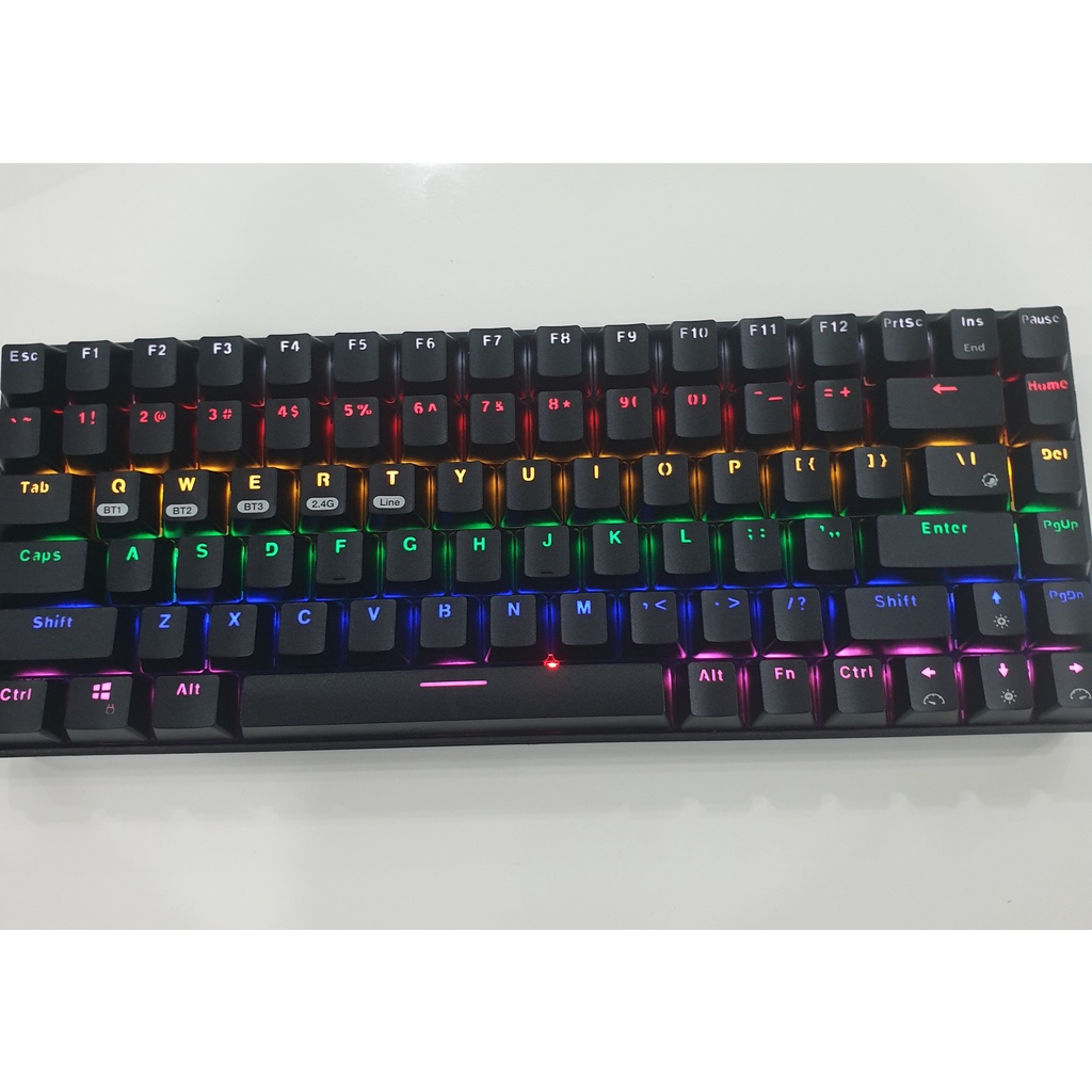 Bàn Phím Cơ Không Dây Bluetooth RF84 Led RGB Blue Switch  84 Phím Laptop Tablet Android IOS