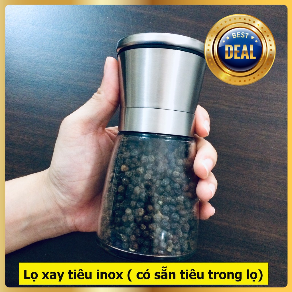 Lọ xay tiêu đa năng [lọ có sẵn tiêu] inox 304 cao cấp, sang trọng | BigBuy360 - bigbuy360.vn