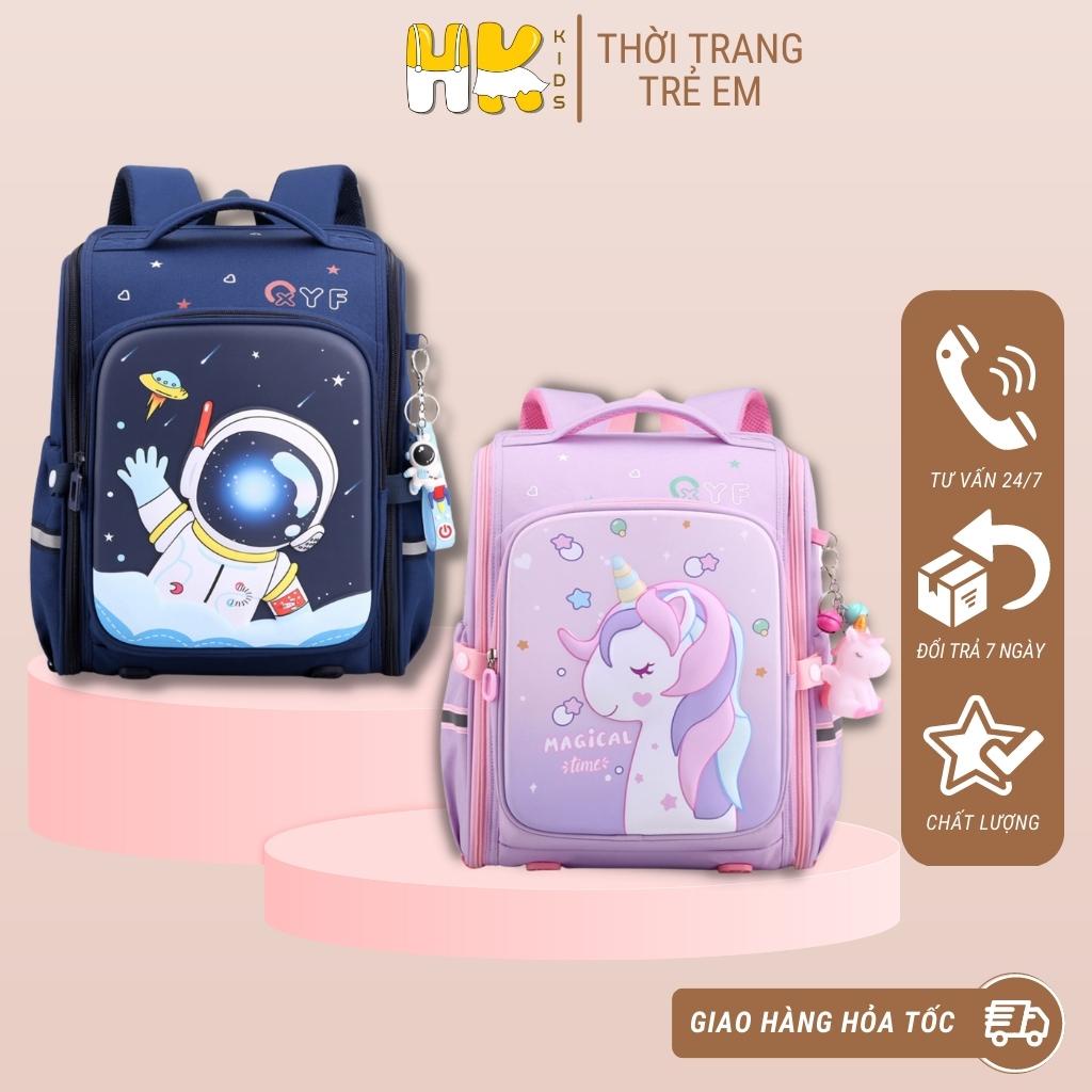 Balo chống gù cho bé HK KIDS, chất Vải Oxford an toàn, chống thấm nước có phản quang cho bé học lớp 1-3