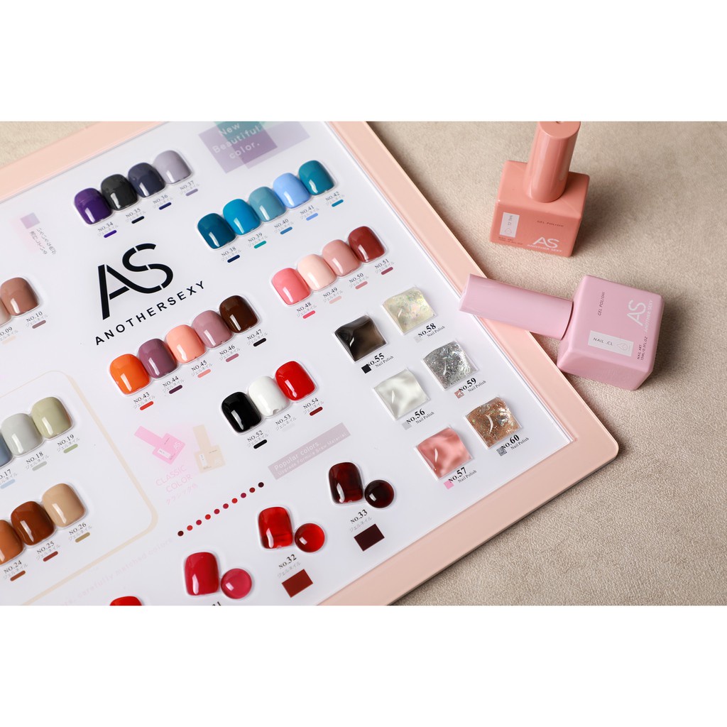 Sơn Gel AS vỏ vuông Set 60 Màu Sang Chảnh ( Tặng Kèm Base - Cứng Móng - Top - Bảng Màu )(Làm khô sơn gel bằng máy uv)
