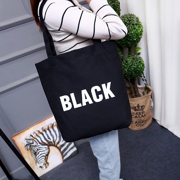 [Mã FASHIONT4WA2 giảm 10K đơn từ 50K] (SIÊU RẺ) TÚI VẢI TOTE BLACK WHITE SIZE TO ĐỰNG A4 TN77