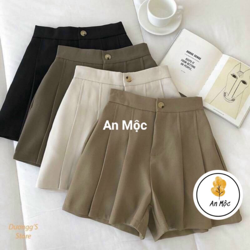 [ AN MỘC ] Quần Short Đùi Ống Rộng Xếp Ly Xoè Lưng Chun Cho Nữ