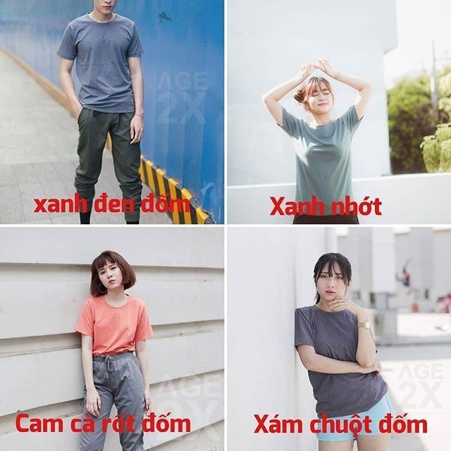 ÁO THUN TRƠN, ĐỐM NAM NỮ #AGE2X NHIỀU MÀU (Các Màu Từ 17 Đến 23) NoBrandCotton