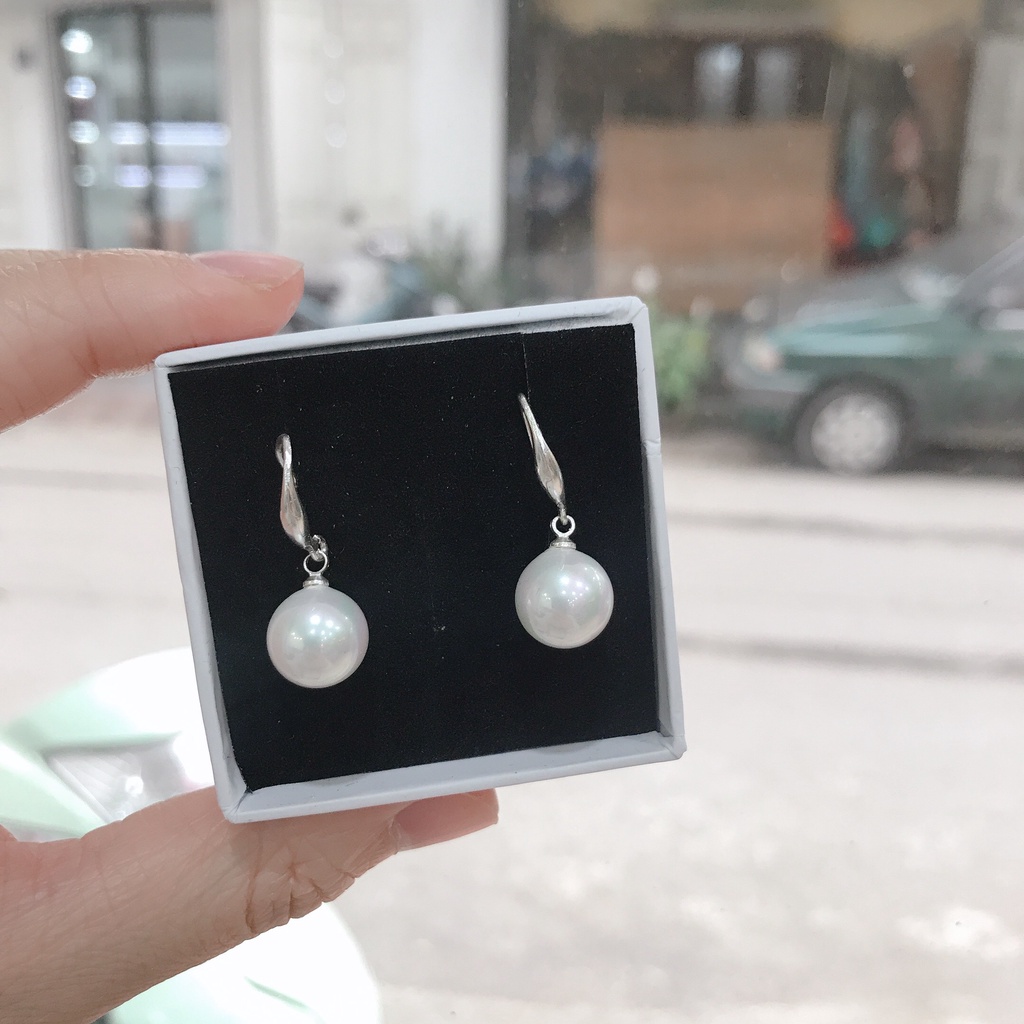 Khuyên Tai Bạc Ta CaoBac Jewellery Cho Nữ Đơn Giản Sang Trọng Mặt Trai Dáng Móc Câu Sang Chảnh Dễ Đeo