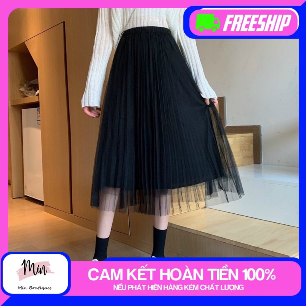 [Mã FAMAYWA giảm 10K đơn 50K] Chân váy công chúa - Chân váy MIDI LƯỚI xếp ly 2 lớp - dài 70cm | BigBuy360 - bigbuy360.vn
