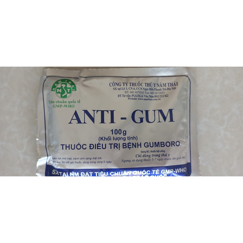 Anti-Gum Antigum Năm Thái 100g Dùng cho Gumboro, hạ sốt, giải nhiệt, cảm cúm trên gà vịt gia cầm