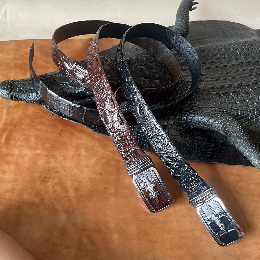 Dây Nịt Cá Sấu Thắt Lưng Nam Da Cá sấu Thật Da Liền Gai Nguyên Con ST380 Size Rộng 3.8cm Bảo Hành 24 Tháng Full Hộp