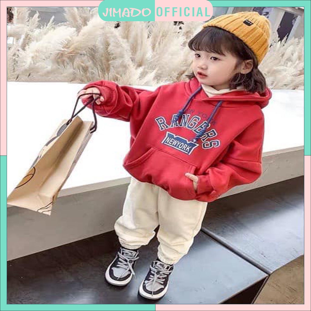 Áo nỉ hoddie cho bé trai bé gái thu đông có mũ hai lớp in chữ in chữ Ranger Newyork Quảng Châu cao cấp JIMADO QQ5522A