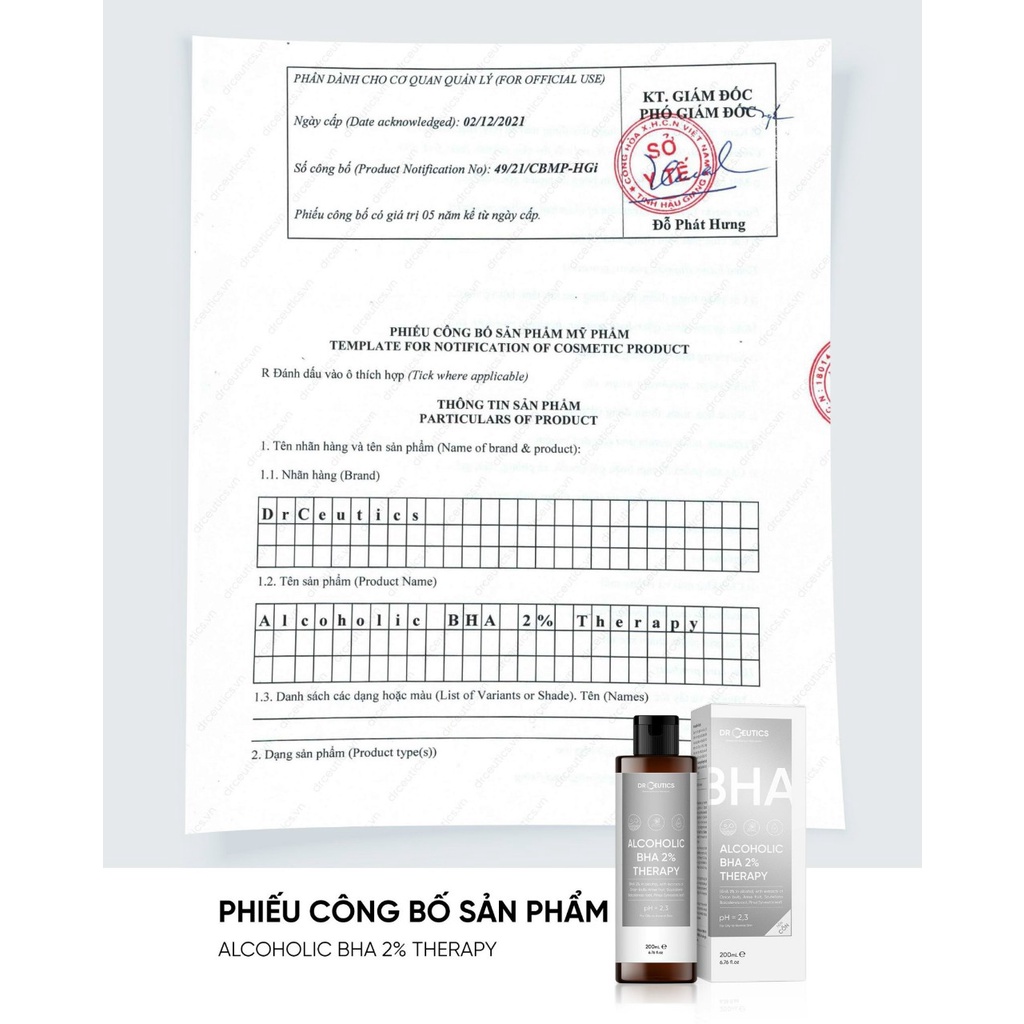 Dung Dịch Toner Làm Sạch Và Cân Bằng Da DrCeutics BHA 2% - 200ml
