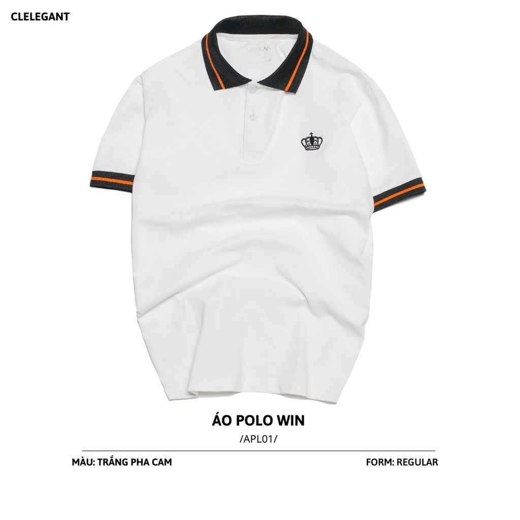 Áo thun polo nam thêu vương miện phối cổ kẻ dọc, chất vải Cotton co giãn ,thoáng mát CLELEGANT